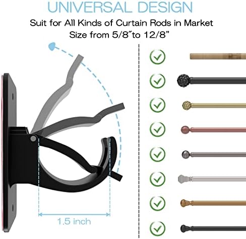 Wabboreq 8 Piece Self Adhesive Curtain Rod Brackets