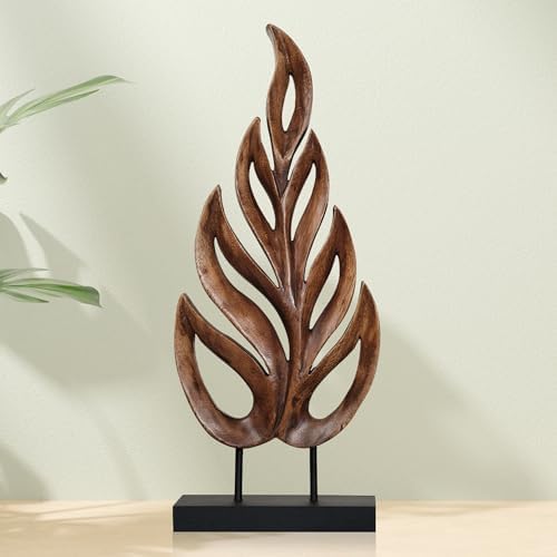 Decozen Hand Carved Wooden Leaf Coffee Table Decor