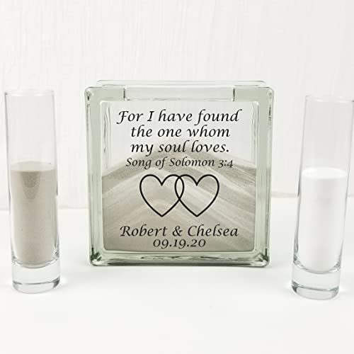 DaKuHo Personalized Heart Glass Unity Sand Set Wedding With Lid