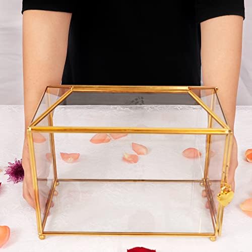 126 Golden Glass Card Box with Brass Lock for Wedding Reception