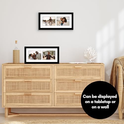 Americanflat 5x7 Double Frame with Shatter-Resistant Glass - Black