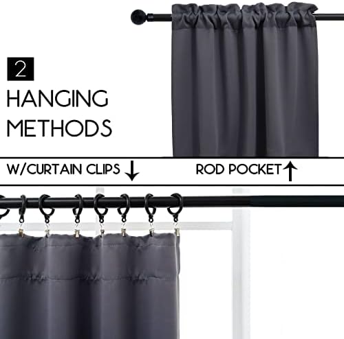 Pickluc Rod Pocket Tier Curtain - 30x24 Dark Grey 2 Panels