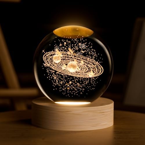 3D Solar System Crystal Ball with LED Light USB Power