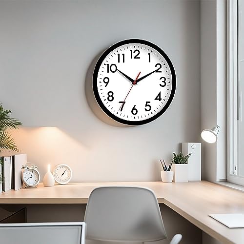 DAXSMY 8 Inch Silent Wall Clock Black