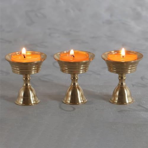 HOLIDYOYO Copper Candle Holder Ghee Lamp Stand