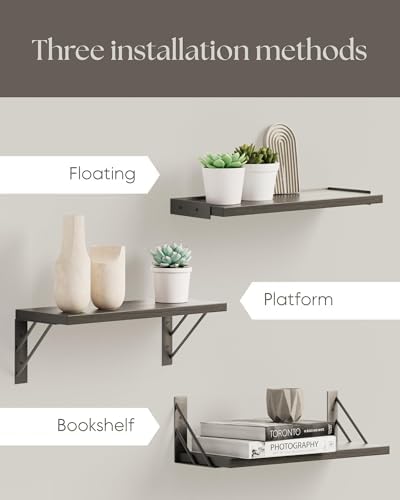 BAYKA Rustic Floating Wall Shelves for Bedroom and Living Room Storage