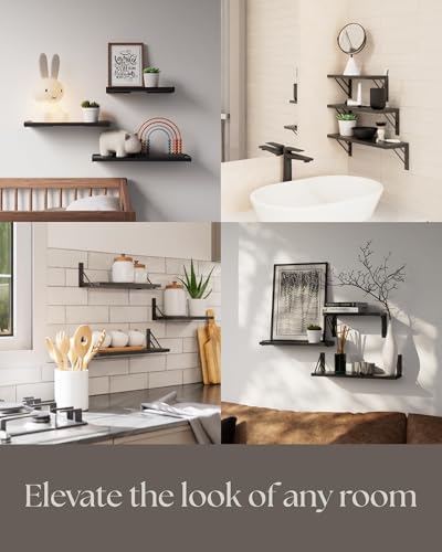 BAYKA Rustic Floating Wall Shelves for Bedroom and Living Room Storage