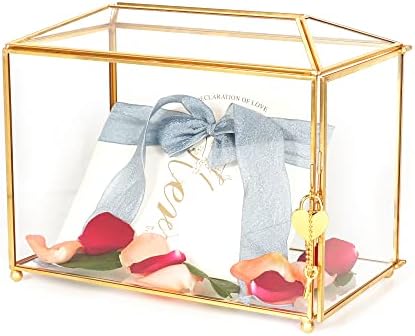 126 Golden Glass Card Box with Brass Lock for Wedding Reception