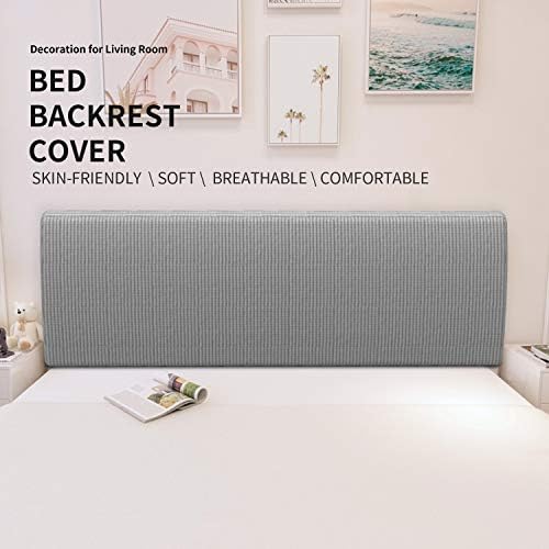 Easy-Going Stretch Bed Headboard Cover Light Gray 1