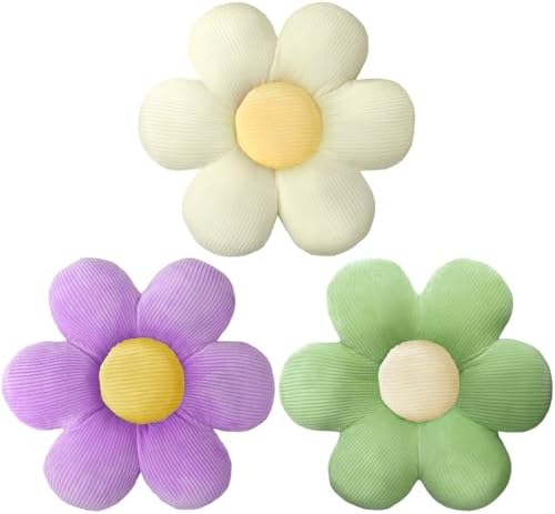 Sratte 3 Pcs Flower Shaped Throw Pillows