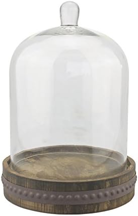 Stonebriar 9 Inch Clear Glass Dome Cloche with Wood Base