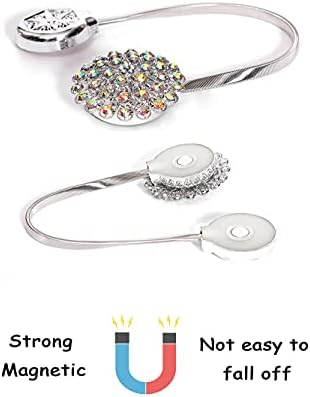 FOZUBOYO Magnetic Curtain Tiebacks 2 Pack White Crystal Flower