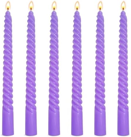 Beilisen 6 Pack 10 Inch Lavender Purple Spiral Taper Candles 1