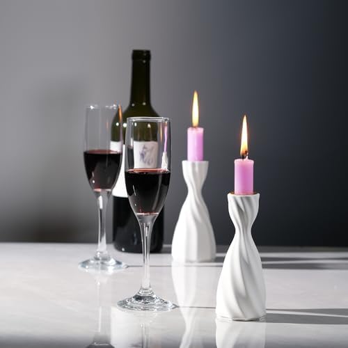 Twizzle Twist Candle Holder Set of 2 Cement 1