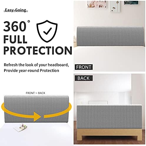 Easy-Going Stretch Bed Headboard Cover Light Gray 1