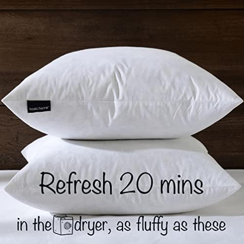 Basic Home 18x18 Feather Down Pillow Inserts Set of 2 White