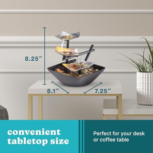 Homedics Tabletop Water Fountain with 3 Tiers and River Rocks