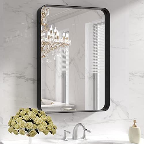 LOAAO 22x30 Inch Matte Black Bathroom Mirror
