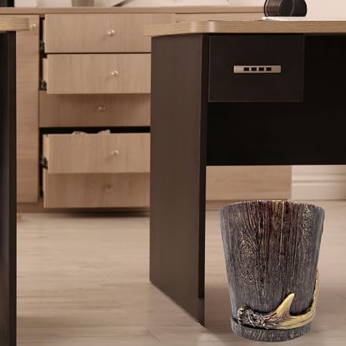 BestGiftEver Realistic Wood Wastebasket with Faux Antler