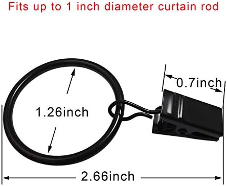 40 Pack Curtain Rings with Clips - Black