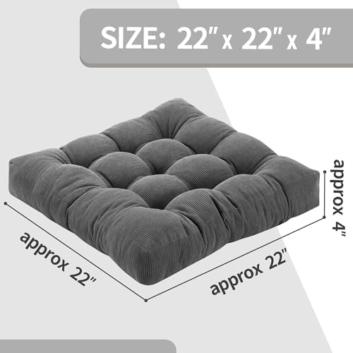 PAROLL Floor Pillow Cushions Set of 2 Dark Grey