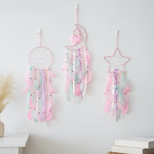 3PCS Star Moon Sun Dream Catcher Wall Decor