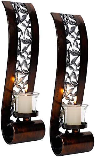 Antique Bronze Wall Sconce Candle Holder Set of 2