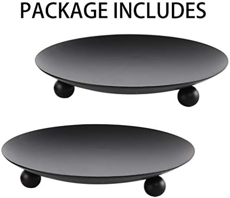 SUJUN Black Matte Iron Candle Holder Set of 2
