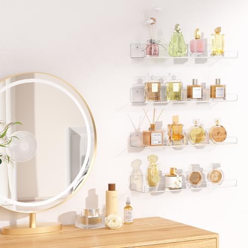 Upsimples 4 Pack Clear Floating Shelves for Wall Storage