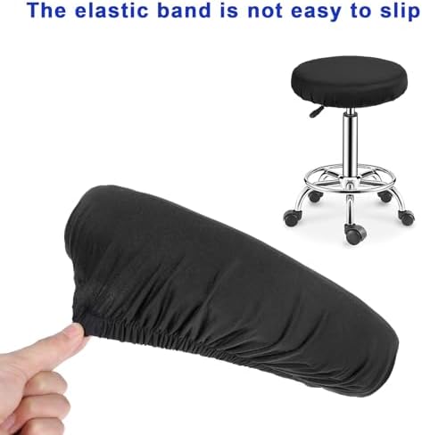 2 Pcs Black Round Bar Stool Covers High Elastic Soft Cushion Slipcovers