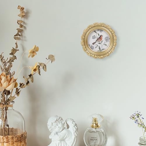 LIHOLO Vintage Gold 3x3 Round Picture Frame
