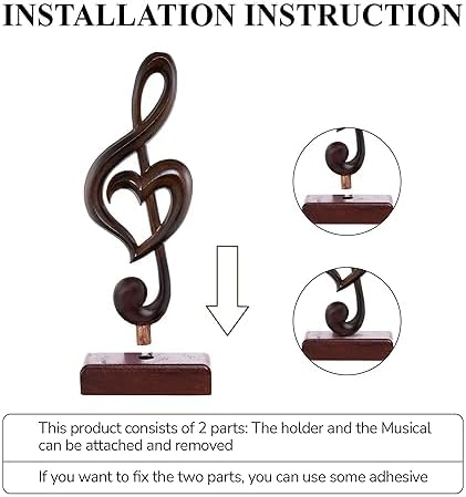 Handmade Wooden Music Note Sculpture for Home Decor