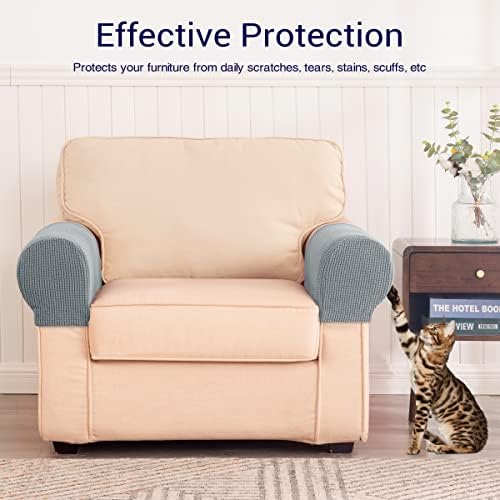 SUBRTEX Armchair Stretch Armrest Covers 2pcs Light Grey