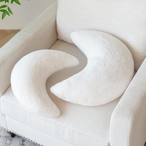 Znhinery Moon Pillow Decorative Throw Pillow with Soft Faux Rabbit
