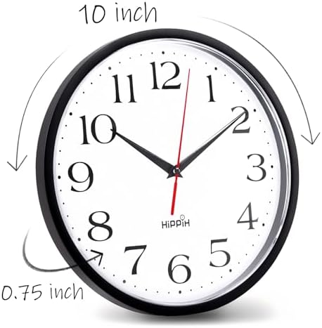 HIPPIH 2 Pack Silent Digital Wall Clocks 10 Inch Black