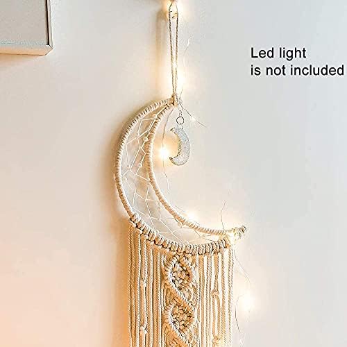 Boho Macrame Dream Catcher with Moon Star Tassels