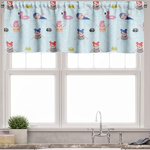 Ambesonne Summer Valance Tier Curtain 3Pc Set