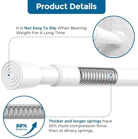 AIZESI 2pcs Adjustable Spring Tension Curtain Rods 26-39 Inch White 1