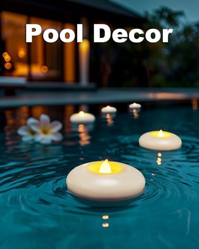 5plots 24-Pack Flameless Floating Candles 3 Inches White LED Waterproof