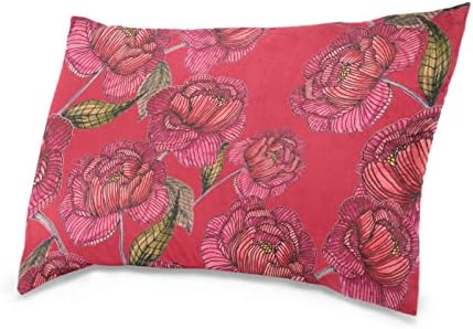 Susiyo Red Peonies Throw Pillow Covers with Hidden Zipper
