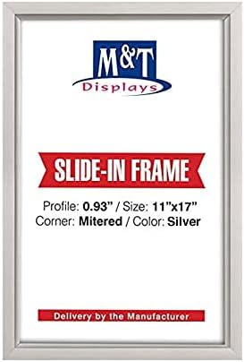 MT Displays Slide In Frame Silver 11x17 Inch Poster Holder