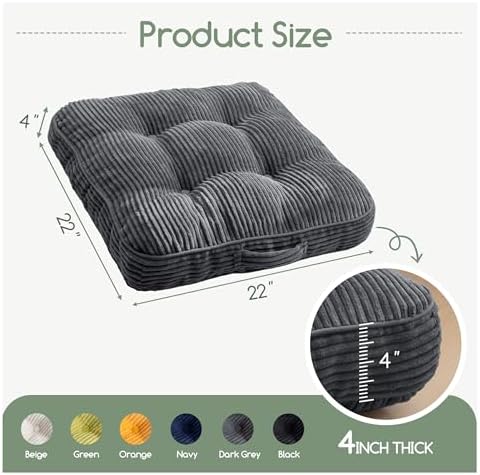 HIGOGOGO Washable Floor Pillow Cushion 22x22 Inch 1