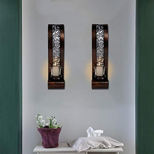 Antique Bronze Wall Sconce Candle Holder Set of 2