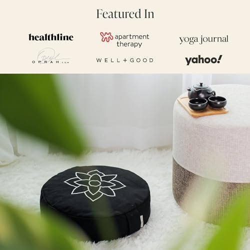 Mindful Modern Large Meditation Cushion with Buckwheat Fill and Cotton Cover