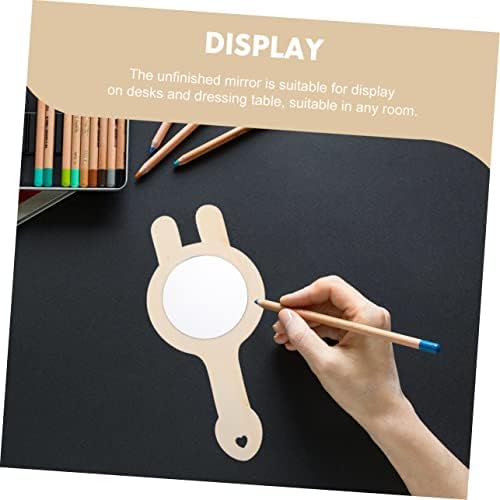 Angoily 12pcs Mini Wooden Hand Mirror DIY Set for Kids