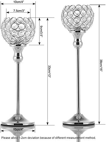 VINCIGANT Crystal Candleholder Set of 2 for Centerpieces