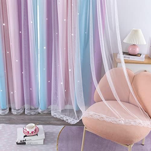 XiDi Girls Purple Rainbow Blackout Curtain Panel