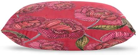 Susiyo Red Peonies Throw Pillow Covers with Hidden Zipper
