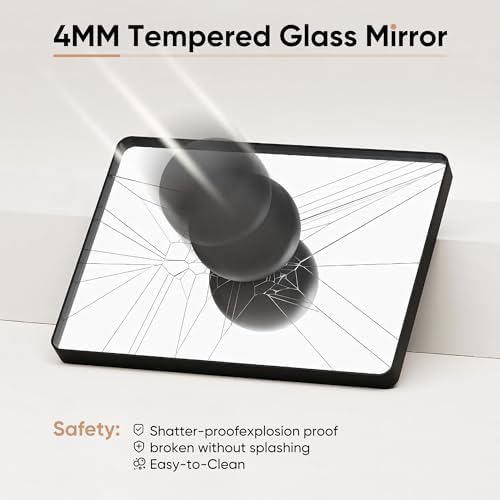 DUMOS 30x22 Inch Matte Bathroom Vanity Mirror with Black Metal Frame