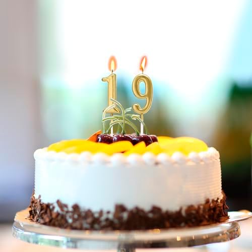 Beanlieve 10-Piece Numeral Birthday Candles - Champagne Gold